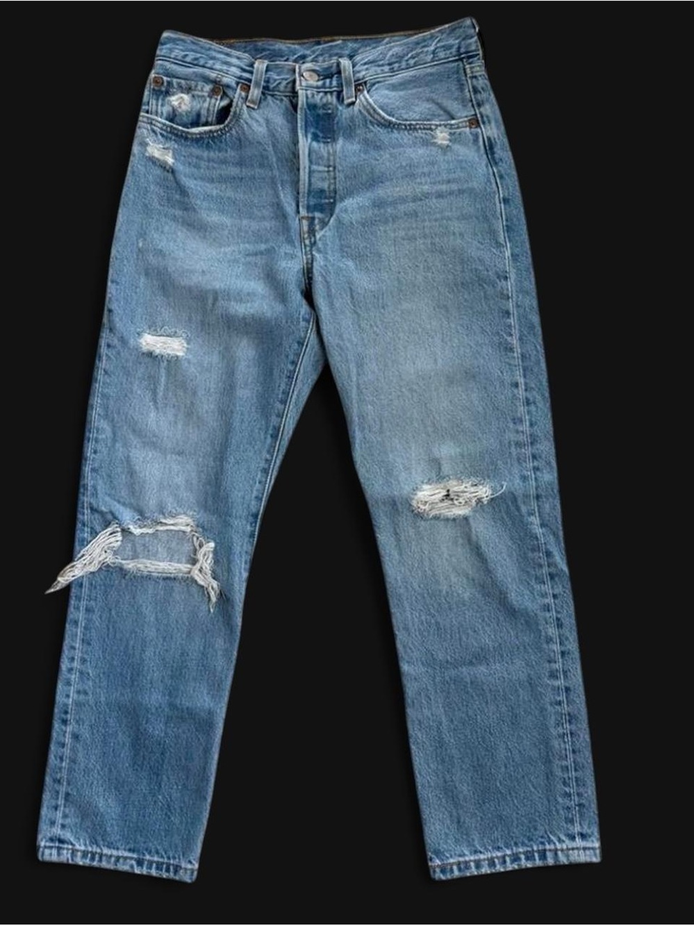 Levi's Light Blue Distressed Straight Leg Jeans
